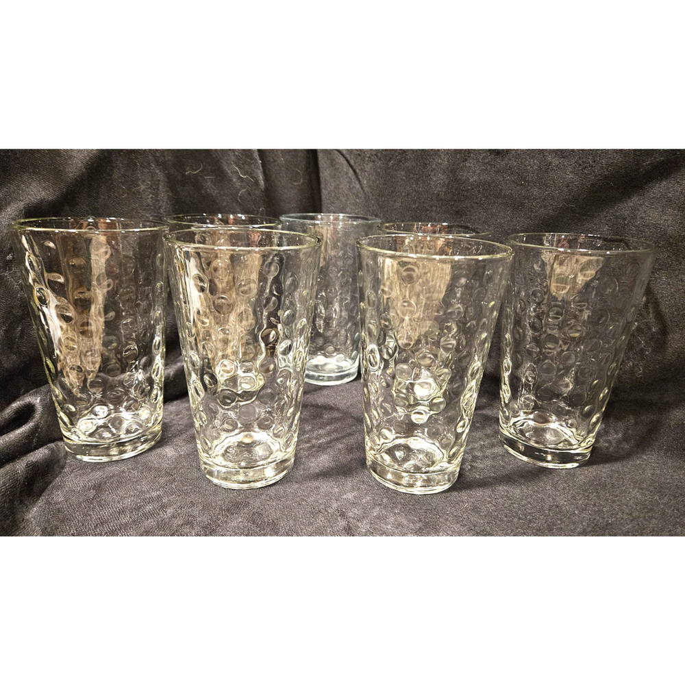 Rare! Hazel Atlas Highball Polka Dots Bubble Pattern 8 oz 5 1/4" Set of 7